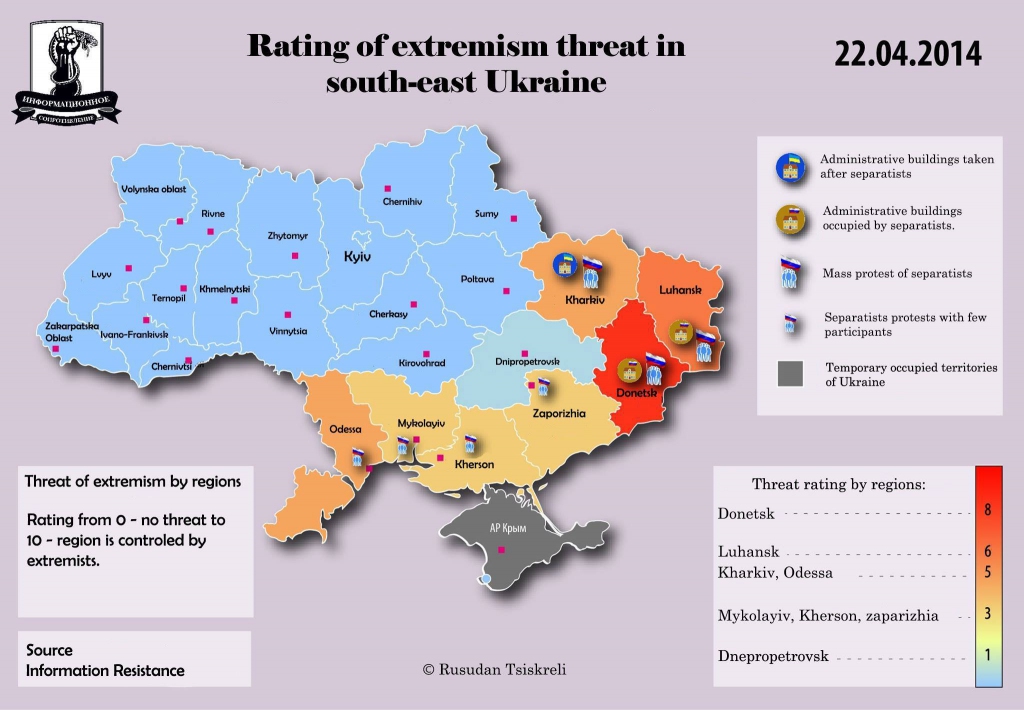 The map shows threat levels for different regions. Click for larger picture.